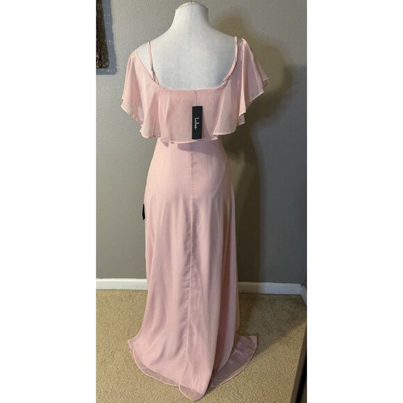 Lulus Pink Long Formal Dress Short Sleeve Wedding Party Cruise NWT NEW - Picture 8 of 13